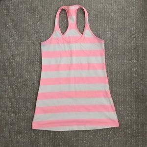 Lululemon pink and white striped tank